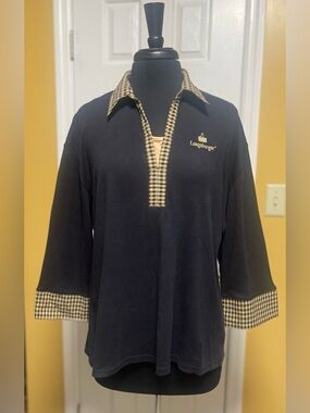 Vintage Longaberger Black Top with Tan Gingham Trim